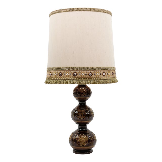 Green Ceramic Table Lamp Base from Kaiser Leuchten, Germany, 1960s For Sale
