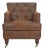 Brooke Tufted Club Chair in Brown & Cherry Mahogany For Sale