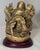 Wood Late 20th Century Chinoiserie Gilded "Faux Bronze" Laughing Buddha Statue on Wooden Base For Sale - Image 7 of 11