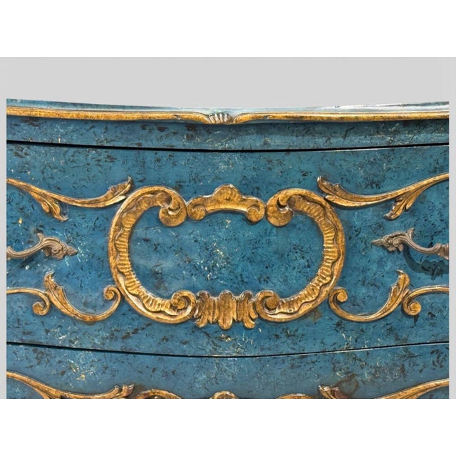 Single Royal Blue and Parcel-Gilt Decorated Bombay Commode or Chest For Sale - Image 9 of 11