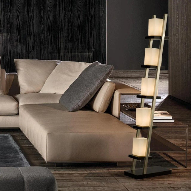 Escalier Floor Lamp 61" Espresso Wood & Brushed Nickel Modern Ladder Design by Michael Song For Sale - Image 4 of 9