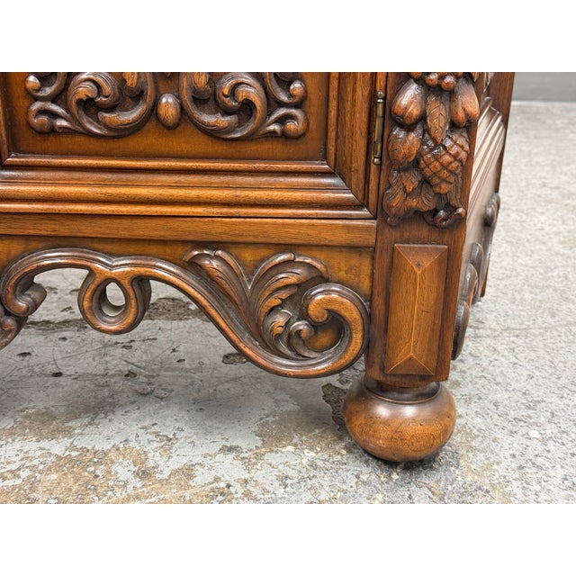 Empire Manufacturing Company Tudor Revival Carved Walnut Buffet Cabinet, Circa 1920's For Sale - Image 12 of 12
