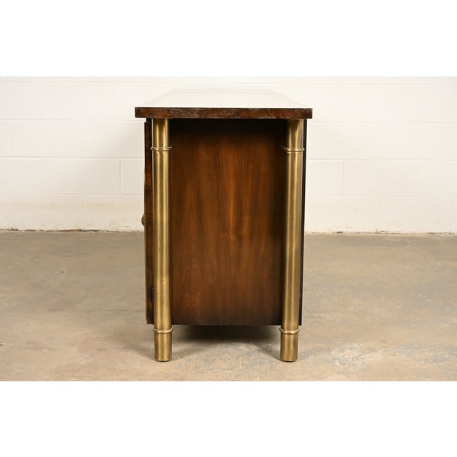 William Doezema for Mastercraft Mid-Century Hollywood Regency Burl Wood and Brass Sideboard Credenza, 1970s For Sale - Image 12 of 14
