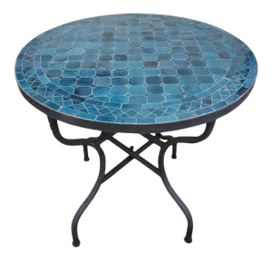 32" Petrol Blue Moroccan Mosaic Table