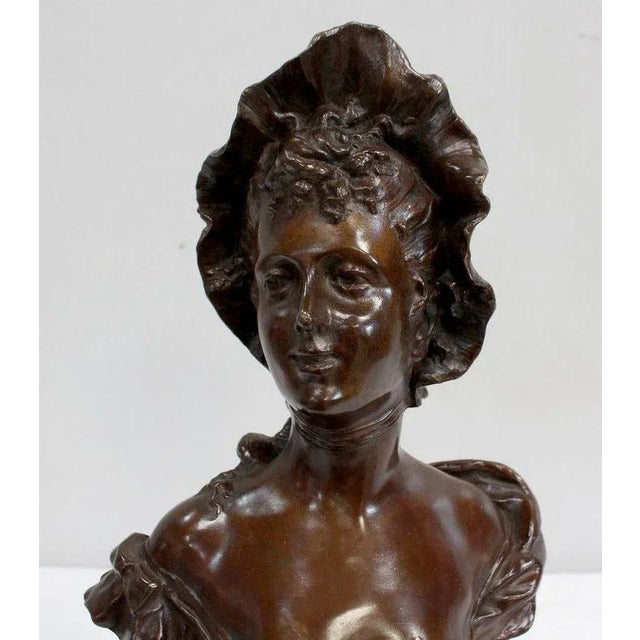 Bronze Woman with Hat by Meslais, Early 20th Century For Sale - Image 5 of 18
