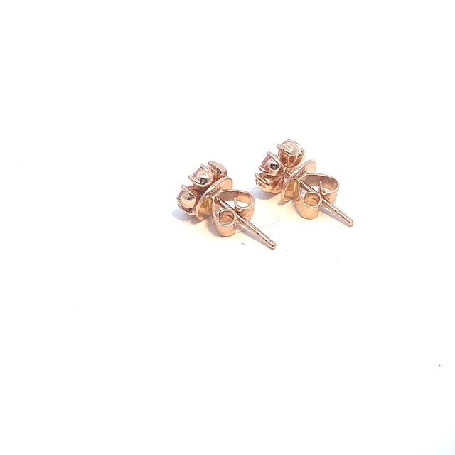Modern 18k Rose Gold Flower Shape Pink Diamond Earrings, a Pair For Sale - Image 3 of 8
