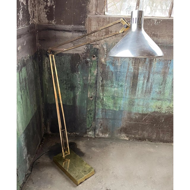 PostModern 70s Giant 7 Foot Tall! Brass Floor Lamp Luxo Articulating Architect Drafting For Sale In Madison - Image 6 of 7