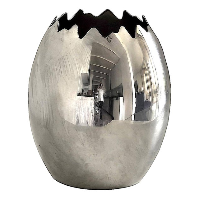 Vintage Mepra Ovo Italian Ice Bucket/Vase in Stainless Steel For Sale