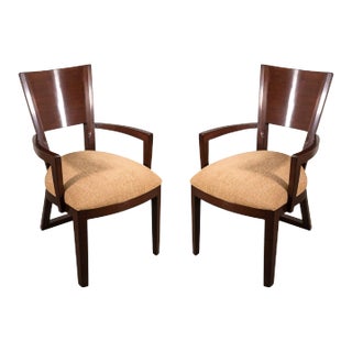 Berman Rossetti Contemporary Modern Dark Wood Armchairs - A Pair For Sale