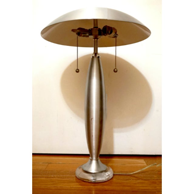 Vintage Laurel Lamp Co. Style Brushed Steel Domed Lamp For Sale - Image 13 of 13