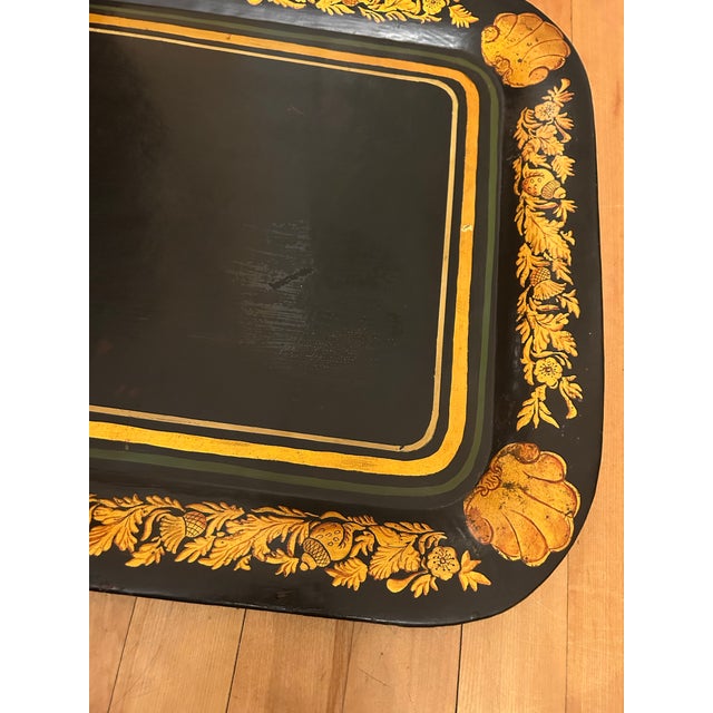 Early 19th Century Large Early 19th Century Black Tole Tray For Sale - Image 5 of 8