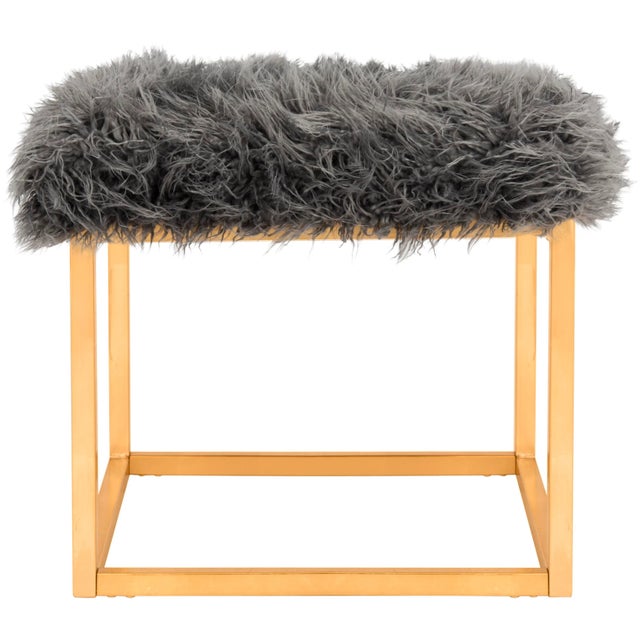 Metal Alen Square Ottoman in Grey For Sale - Image 7 of 7