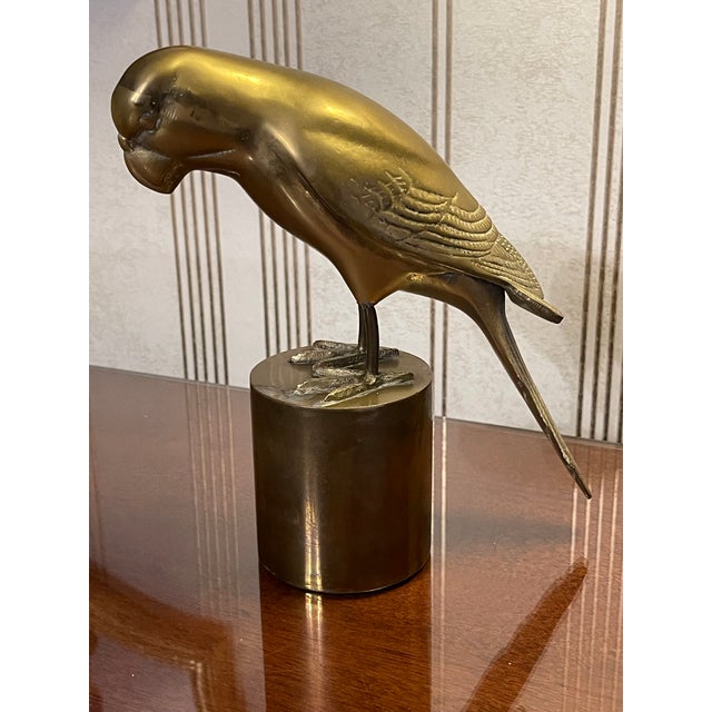 Metal Vintage Mid-Century Modern Brass Bird on Pedestal For Sale - Image 7 of 11