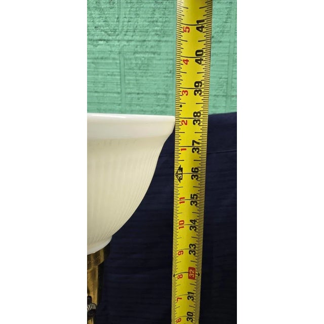 Vintage Metal Crème and Gold Colored Stemmed Table Lamp With Stick Lamp Bodice For Sale - Image 9 of 12