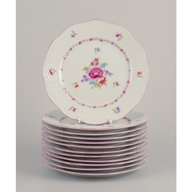 Vintage Porcelain Plates with Polychrome Floral Motifs from Herend, 1944, Set of 12 For Sale - Image 9 of 9
