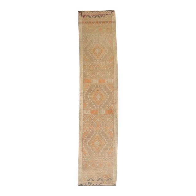 Mid 20th Century Zabihi Collection Turkish Kilim Runner - 3' x 13'4" For Sale