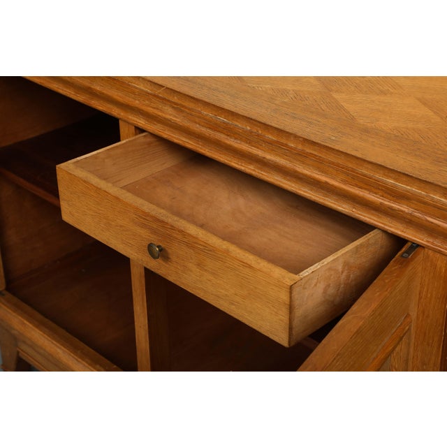 1940s French Art Deco Oak Sideboard, Three-Door Design, Sturdy Storage For Sale - Image 12 of 17
