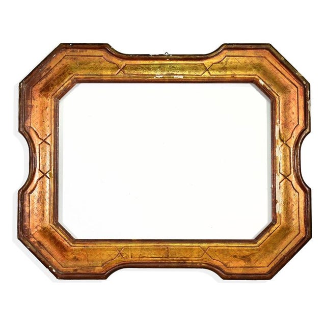 Early 20th Century Italian Parcel-Gilt and Sgraffito Wooden Frame For Sale - Image 4 of 5