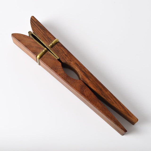 Mid-Century Modern Vintage Italian Walnut and Brass Nutcracker, 1970s For Sale - Image 3 of 11