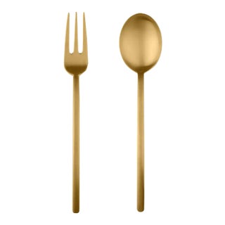 Mepra Due 2-Piece Serving Set (fork & Spoon), Ice Oro For Sale