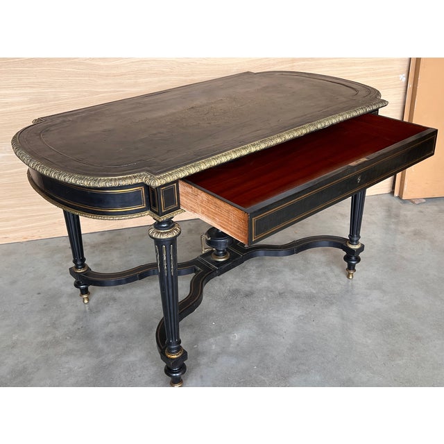 Ebonized Center or Writing Desk Table, 1890s For Sale - Image 10 of 18