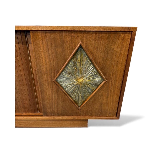 Brown Mid-Century Modern Walnut Tambour Door Sideboard & Bar Cabinet For Sale - Image 8 of 10