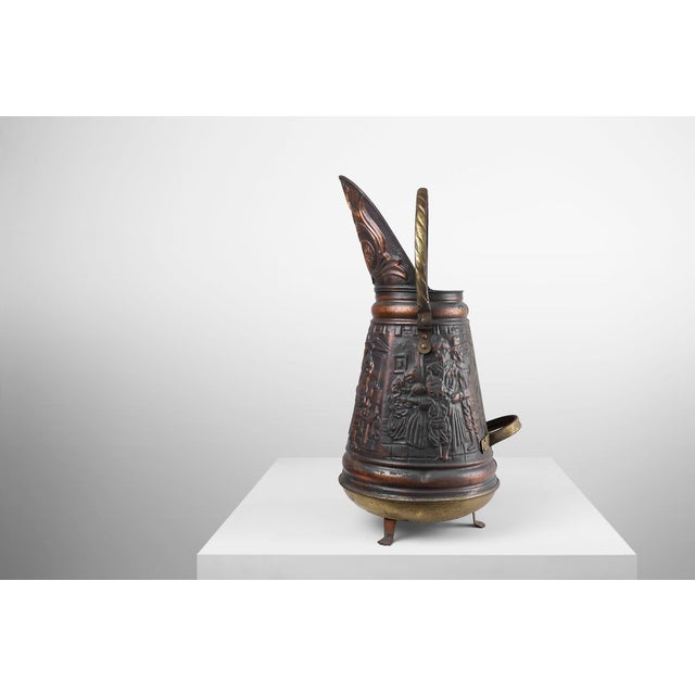 Metal Copper Umbrella Stand with Hammered Relief, 1890s For Sale - Image 7 of 13