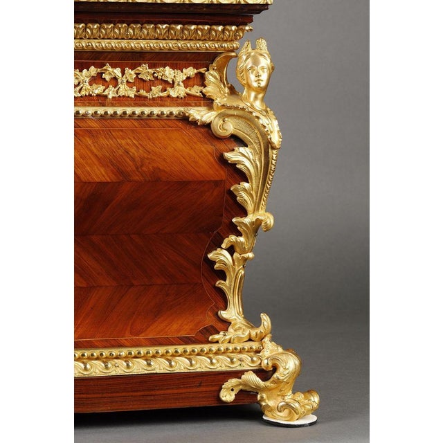 Late 19th Century Large Louis XV Style Casket in Rosewood, Gilt Bronze and Porcelain, 1870 For Sale - Image 5 of 17