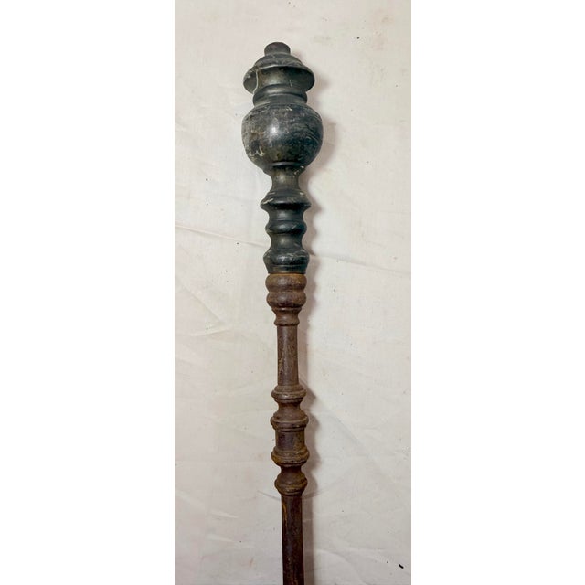 English Antique 18th Century Wrought Iron Turned Brass English Fireplace Shovel Tool 18 For Sale - Image 3 of 11