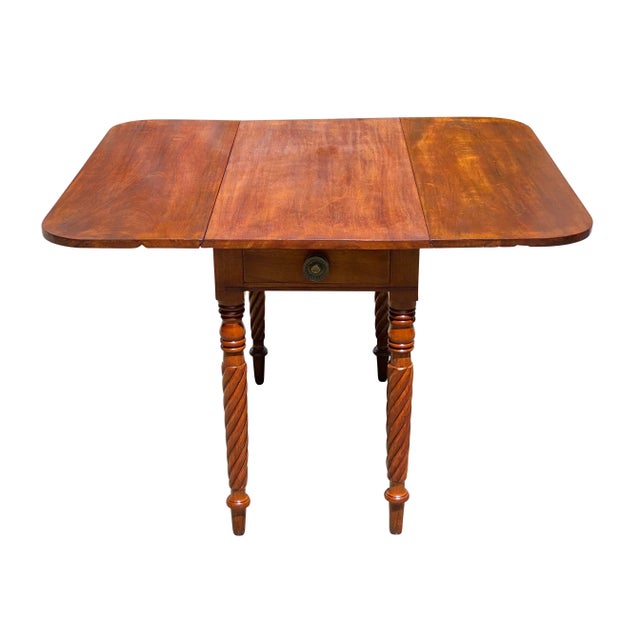 Early 19th Century Antique Sheraton Mahogany Drop Leaf Dining Table With Rope Carved Legs For Sale In Boston - Image 6 of 13