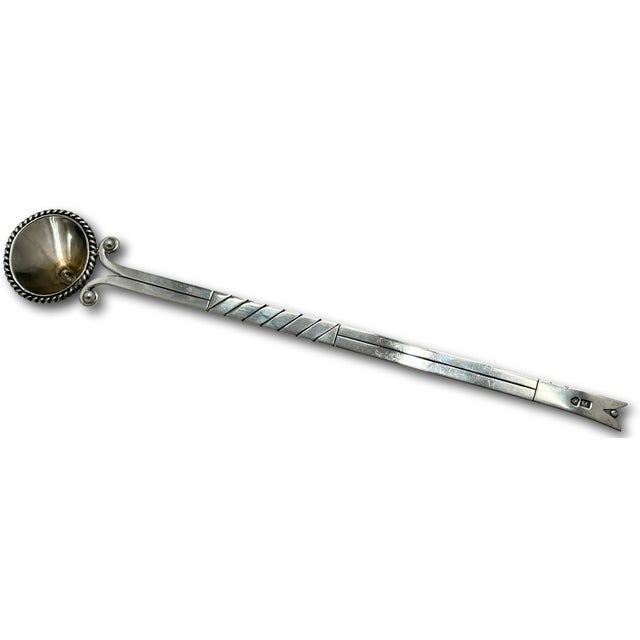 Rare Large Vintage 1940s Taxco Mexico Sterling Silver Candle Snuffer by Premier & Renowned Maker Hector Aguilar - 13 Inches Long For Sale - Image 9 of 18