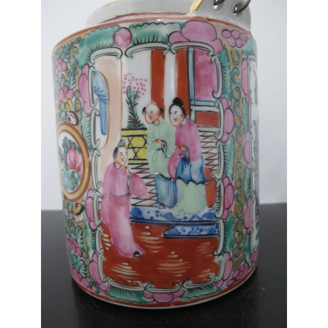 Ceramic Chinese Famille Rose Medallion Bird Butterfly & Figural Porcelain Teapot For Sale - Image 7 of 17