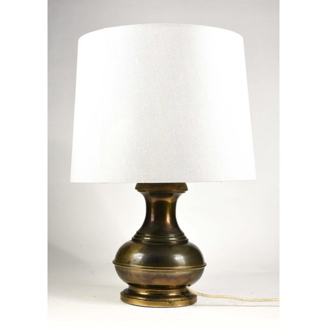 Metal Brass-Colored Metal & Fabric Table Lamp from Raffia Italia, 1970 For Sale - Image 7 of 7