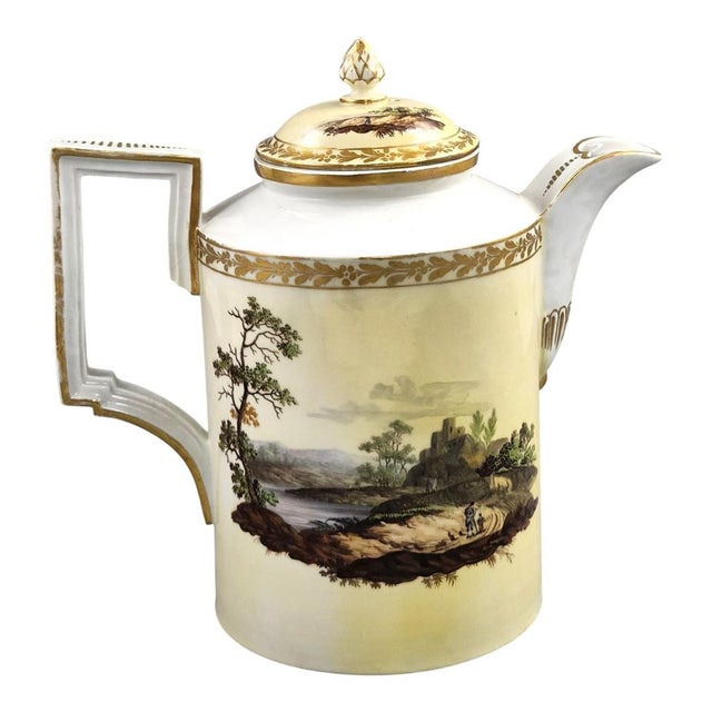 Thuringia Porcelain Coffee Pot with Landscapes from Limbach, 1780s For Sale - Image 4 of 14