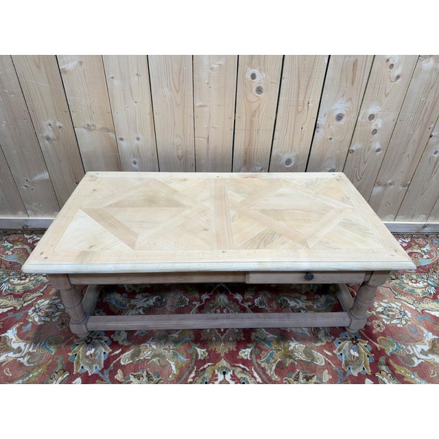 Brown Louis XIII Style Cherrywood Coffee Table with Parquet Top, 1980s For Sale - Image 8 of 8