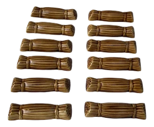 Set of 12 Straw Bundle Majolica Knife Rests Vallauris, Circa 1950