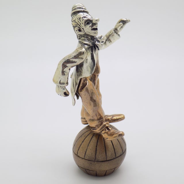 Brass Vintage Italian Handmade Genuine Silver & Brass Balancing Jester Angini Figurine, Made in Tuscany (Italy, Arezzo) For Sale - Image 8 of 14