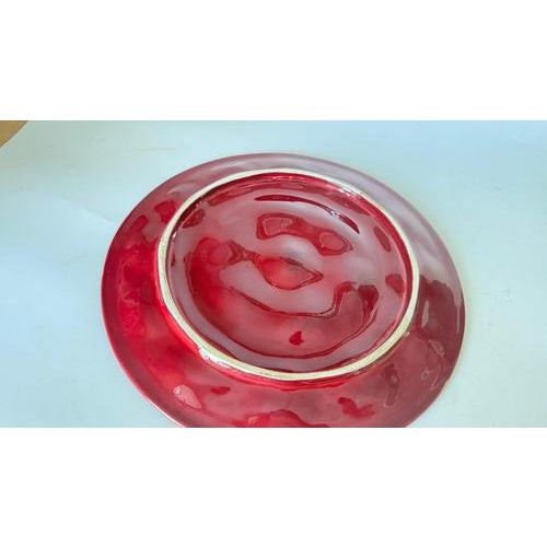 French Ceramic Oyster Plate in Deep Red Glaze, 1960s For Sale - Image 6 of 13