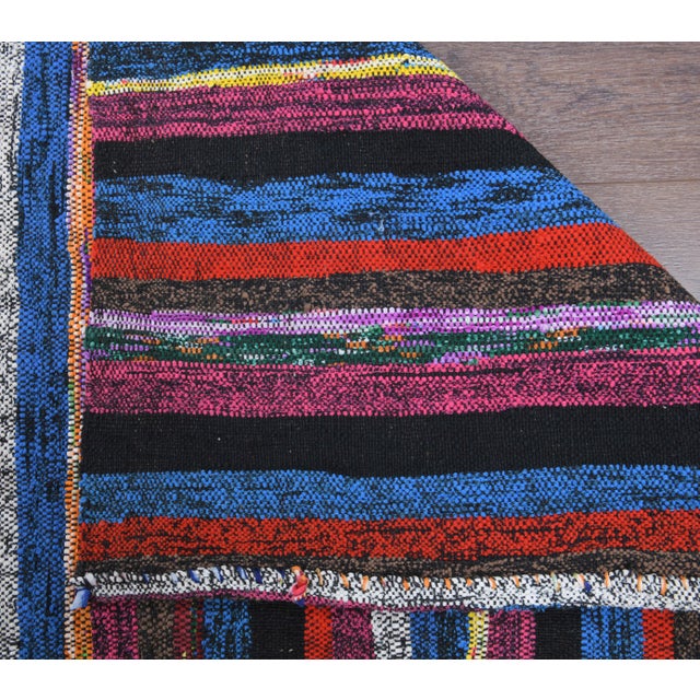 Vintage Turkish Hand-Knotted Wool Cotton Red Kilim Runner Rug For Sale - Image 6 of 9