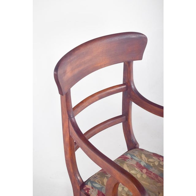 Brown Chair with Striped Upholstery, 19th Century For Sale - Image 8 of 11
