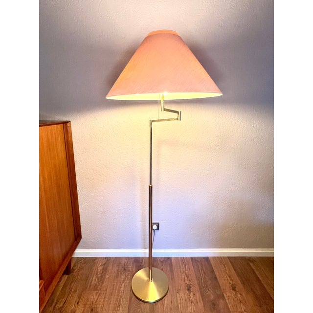 Metal Mid-Century Modern Brass Floor Lamp with Swivel Arm from Gebrüder Knappstein Leuchten, 1960s For Sale - Image 7 of 12