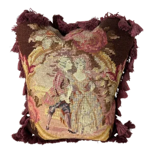 Vintage Needlepoint Down Pillow