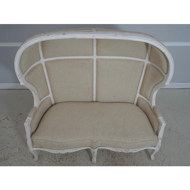 French Louis XV Style Hooded Throne 2 Seat Porter Settee For Sale - Image 3 of 18
