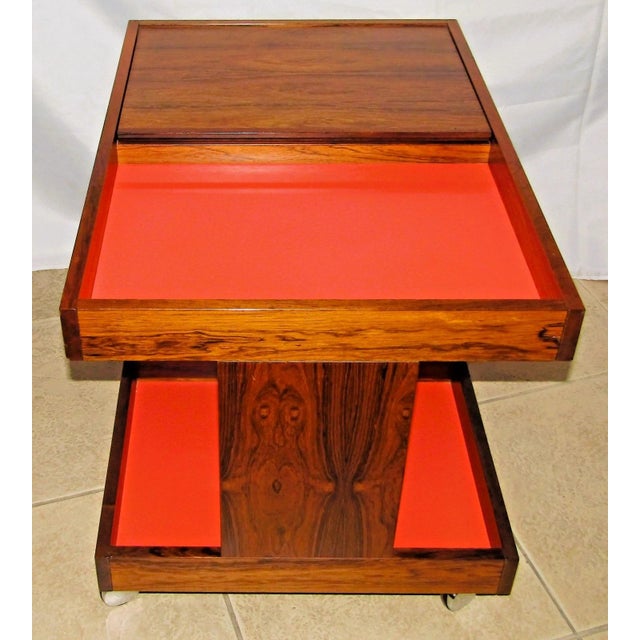 MCM Swedish Rosewood Rolling Bar Cart Cabinet by Artie Circa 1960s For Sale - Image 9 of 16