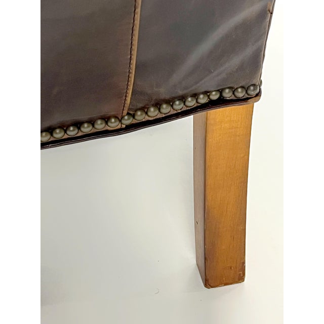 Vintage Mitchell Gold + Bob Williams Gustave Genuine Leather Wing Chair For Sale In Atlanta - Image 6 of 12