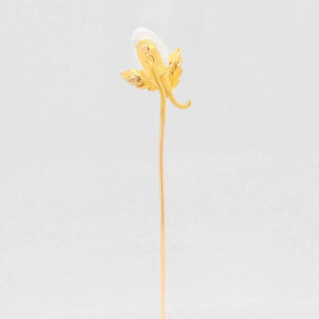 Late 20th Century Vintage 14k Gold & Blister Pearl Gourd or Eggplant Stickpin For Sale - Image 5 of 12