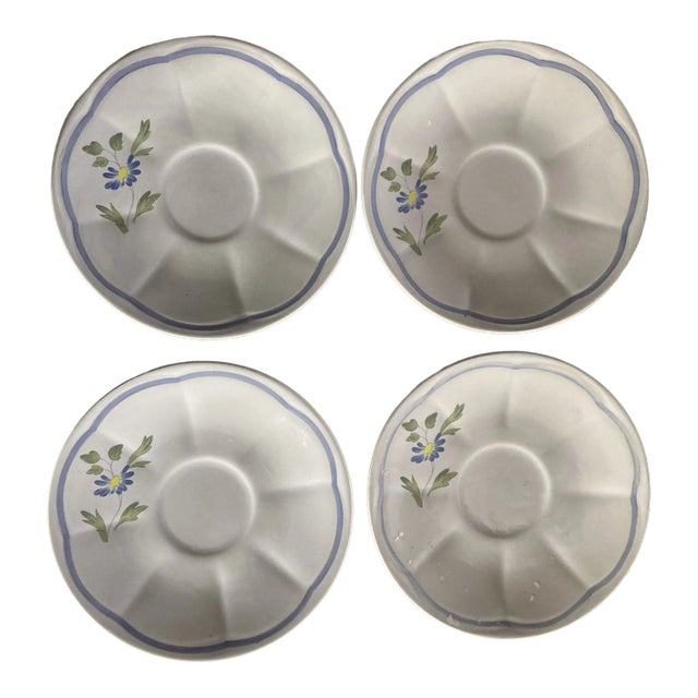 Vintage Longchamp Hand Painted France Saucers S/4 For Sale