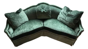 Baker Furniture Crushed Emerald Velvet Corner Conversation Sofa