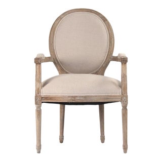 Everest Medallion Arm Chair in Beige For Sale