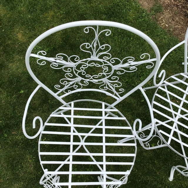 Ornate Iron Garden Arm Chairs - Set of 4 For Sale - Image 10 of 12